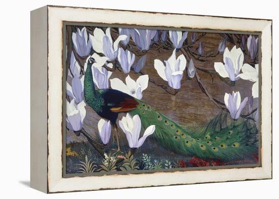 Peacock and Magnolia-Jesse Arms Botke-Framed Stretched Canvas