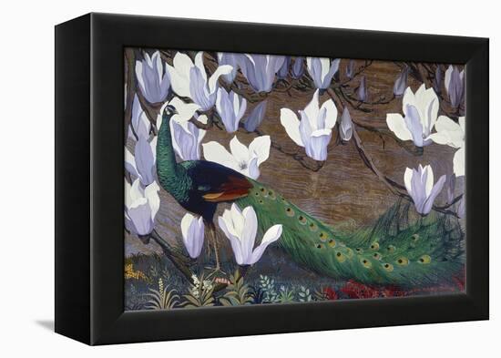 Peacock and Magnolia-Jesse Arms Botke-Framed Stretched Canvas