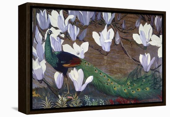 Peacock and Magnolia-Jesse Arms Botke-Framed Stretched Canvas