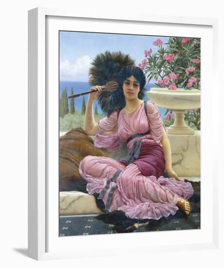 Peacock Fan-John William Godward-Framed Giclee Print