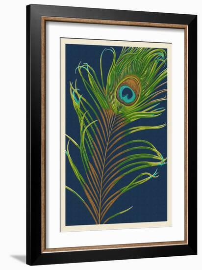 Peacock Feather-Lantern Press-Framed Art Print