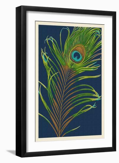 Peacock Feather-Lantern Press-Framed Art Print