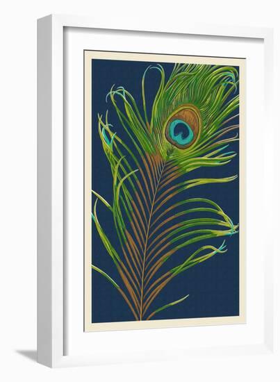 Peacock Feather-Lantern Press-Framed Art Print