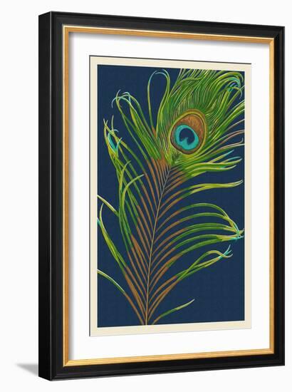 Peacock Feather-Lantern Press-Framed Art Print
