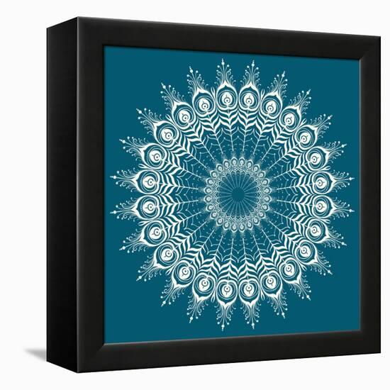 Peacock Feathers Mandala-null-Framed Stretched Canvas