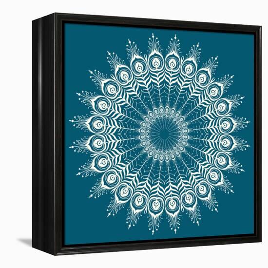 Peacock Feathers Mandala-null-Framed Stretched Canvas