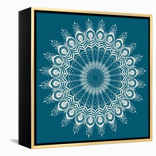 Peacock Feathers Mandala-null-Framed Stretched Canvas