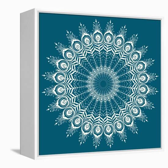 Peacock Feathers Mandala-null-Framed Stretched Canvas