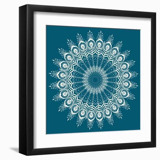 Peacock Feathers Mandala-null-Framed Art Print