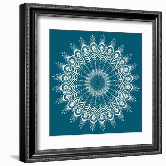 Peacock Feathers Mandala-null-Framed Art Print