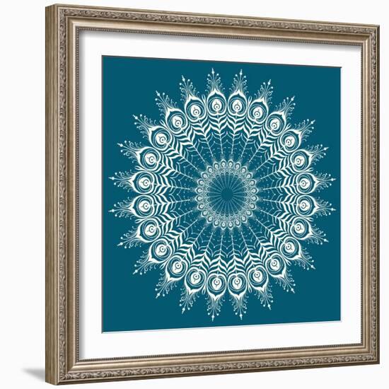 Peacock Feathers Mandala-null-Framed Art Print