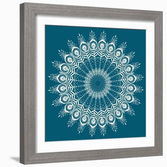 Peacock Feathers Mandala-null-Framed Art Print