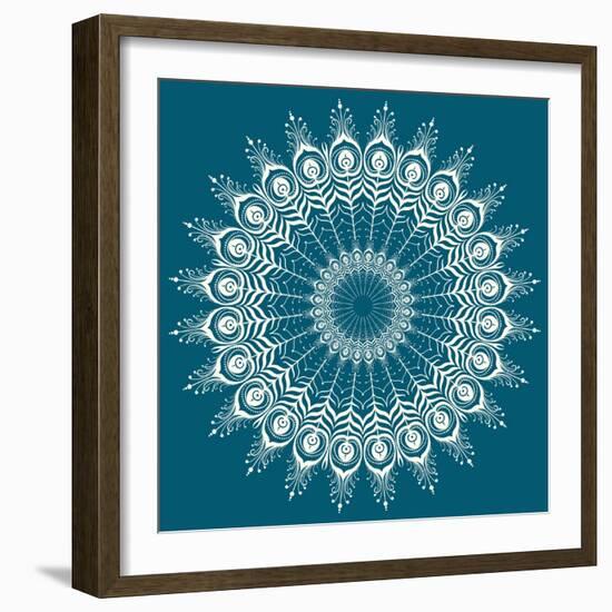 Peacock Feathers Mandala-null-Framed Art Print