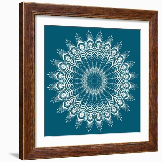 Peacock Feathers Mandala-null-Framed Art Print