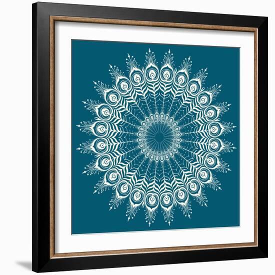 Peacock Feathers Mandala-null-Framed Art Print