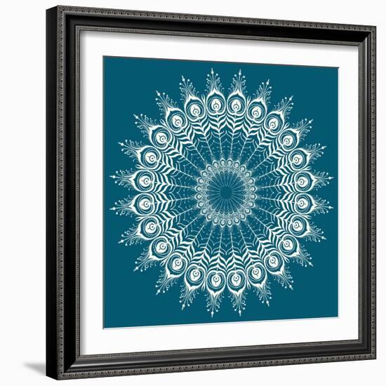 Peacock Feathers Mandala-null-Framed Art Print