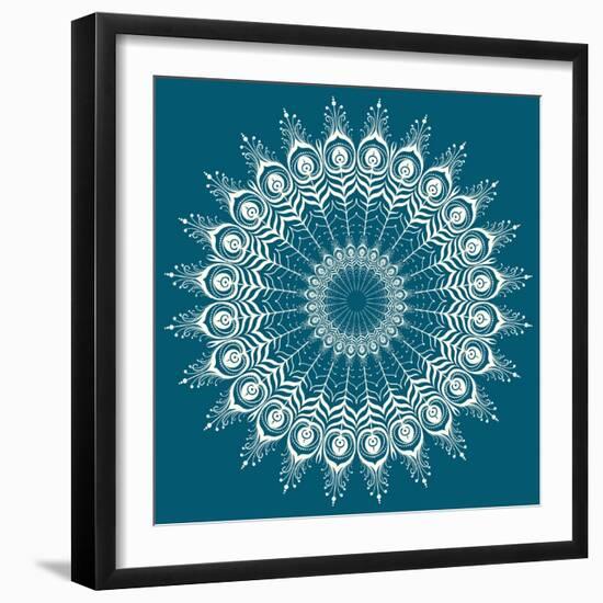 Peacock Feathers Mandala-null-Framed Premium Giclee Print