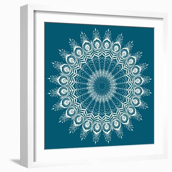 Peacock Feathers Mandala-null-Framed Premium Giclee Print