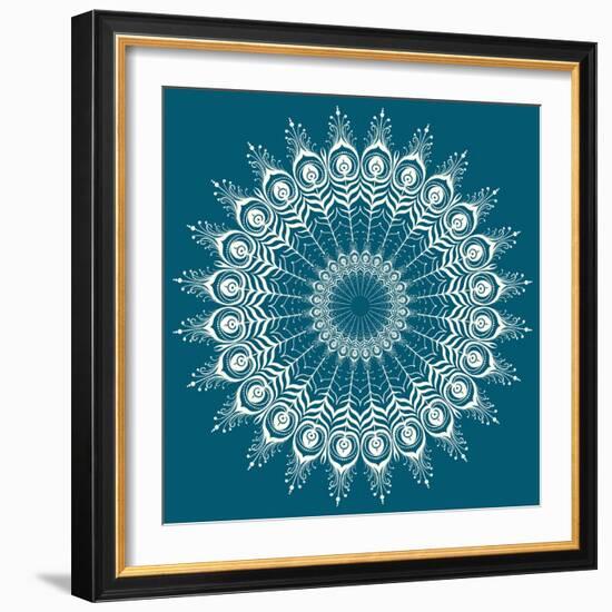 Peacock Feathers Mandala-null-Framed Premium Giclee Print