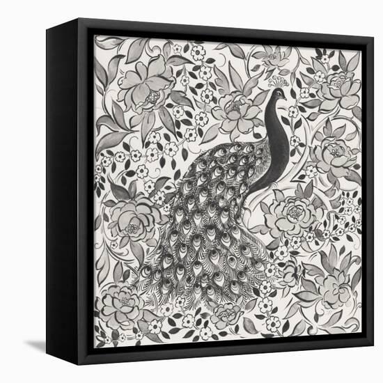 Peacock Garden III BW-Miranda Thomas-Framed Stretched Canvas