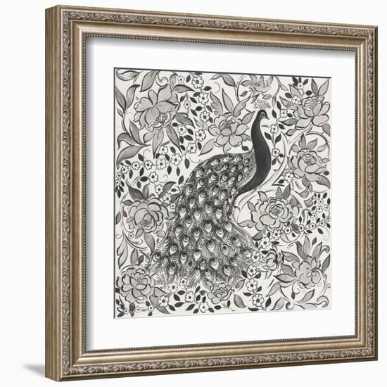 Peacock Garden III BW-Miranda Thomas-Framed Art Print