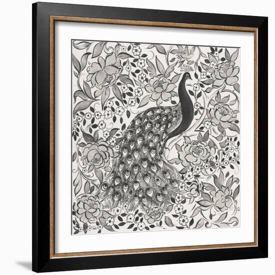 Peacock Garden III BW-Miranda Thomas-Framed Art Print