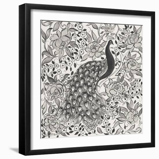 Peacock Garden III BW-Miranda Thomas-Framed Art Print