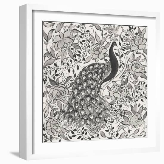 Peacock Garden III BW-Miranda Thomas-Framed Art Print