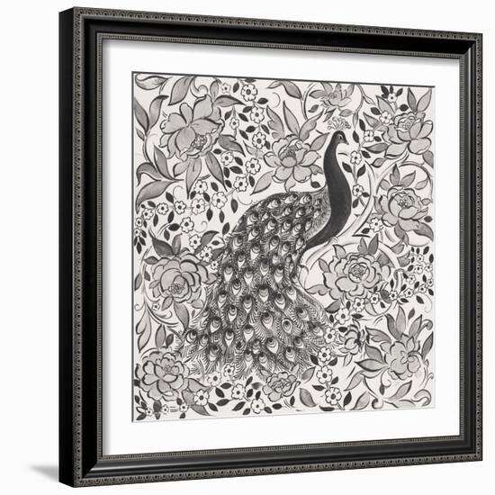 Peacock Garden III BW-Miranda Thomas-Framed Art Print