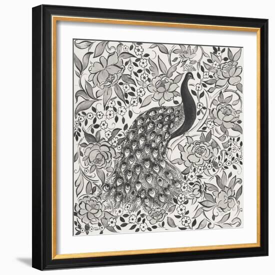 Peacock Garden III BW-Miranda Thomas-Framed Art Print