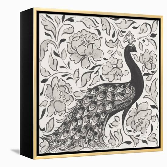 Peacock Garden IV BW-Miranda Thomas-Framed Stretched Canvas