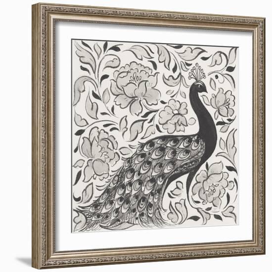 Peacock Garden IV BW-Miranda Thomas-Framed Premium Giclee Print