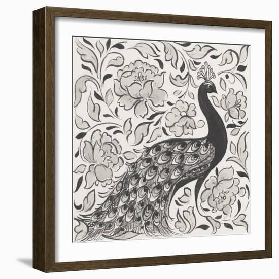 Peacock Garden IV BW-Miranda Thomas-Framed Premium Giclee Print