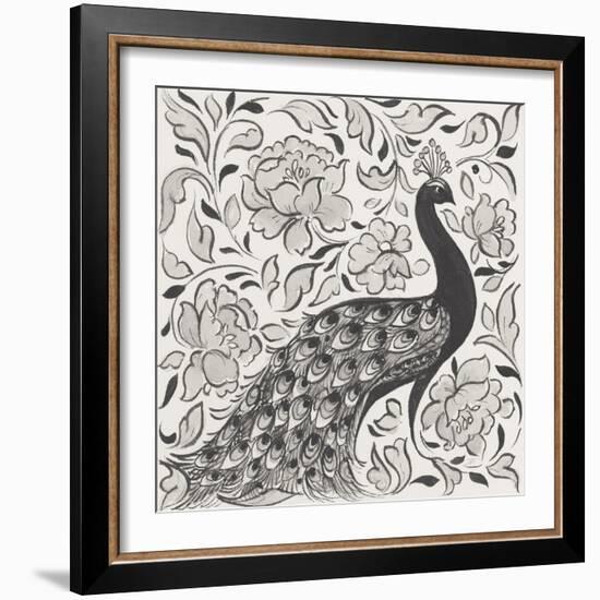 Peacock Garden IV BW-Miranda Thomas-Framed Premium Giclee Print