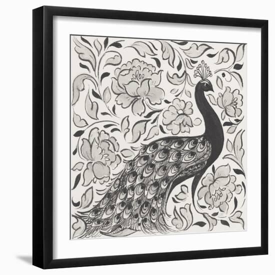 Peacock Garden IV BW-Miranda Thomas-Framed Premium Giclee Print