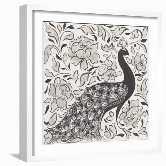 Peacock Garden IV BW-Miranda Thomas-Framed Premium Giclee Print