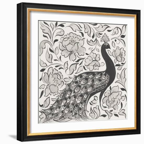 Peacock Garden IV BW-Miranda Thomas-Framed Premium Giclee Print