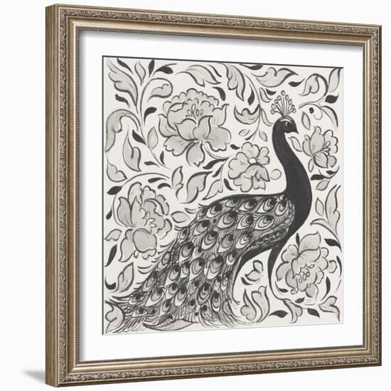 Peacock Garden IV BW-Miranda Thomas-Framed Art Print