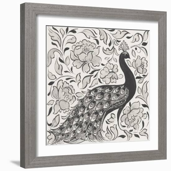 Peacock Garden IV BW-Miranda Thomas-Framed Art Print