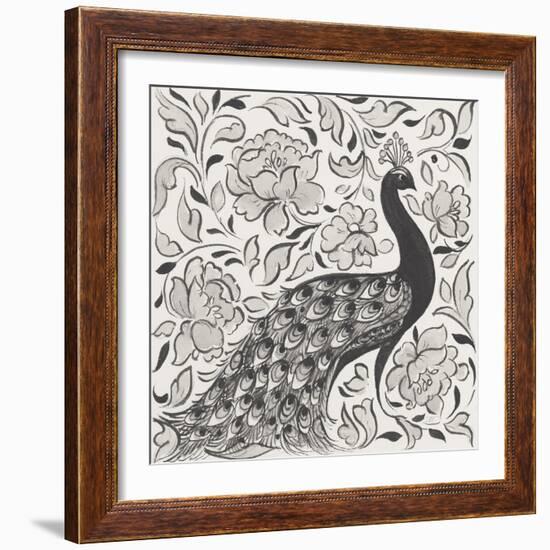 Peacock Garden IV BW-Miranda Thomas-Framed Art Print