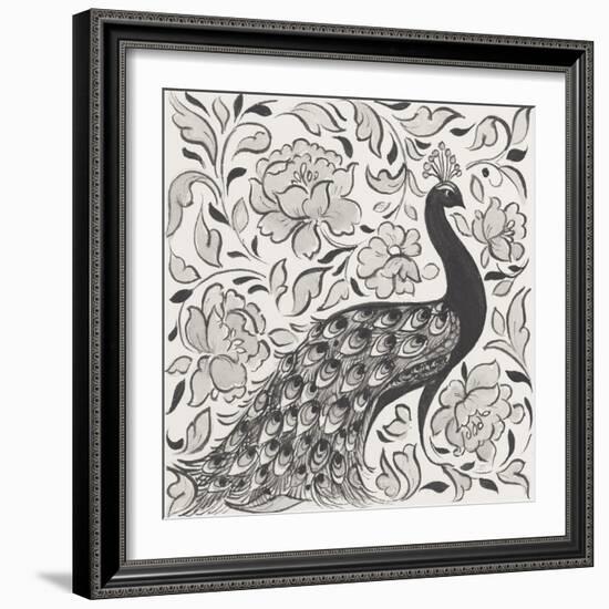 Peacock Garden IV BW-Miranda Thomas-Framed Art Print