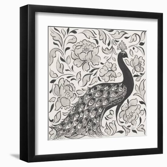 Peacock Garden IV BW-Miranda Thomas-Framed Art Print