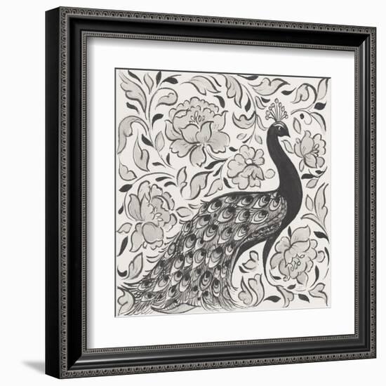 Peacock Garden IV BW-Miranda Thomas-Framed Art Print