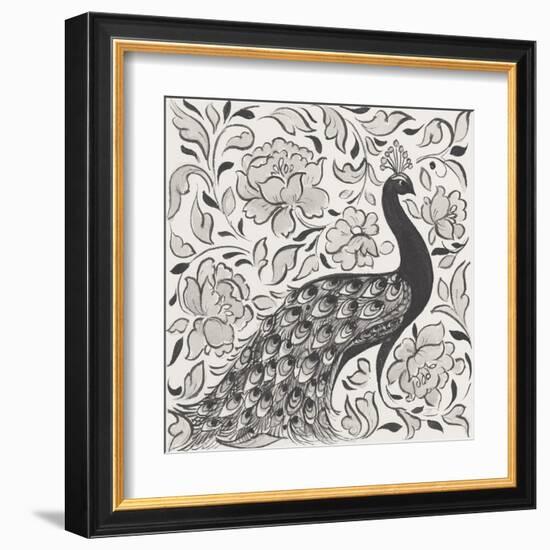 Peacock Garden IV BW-Miranda Thomas-Framed Art Print