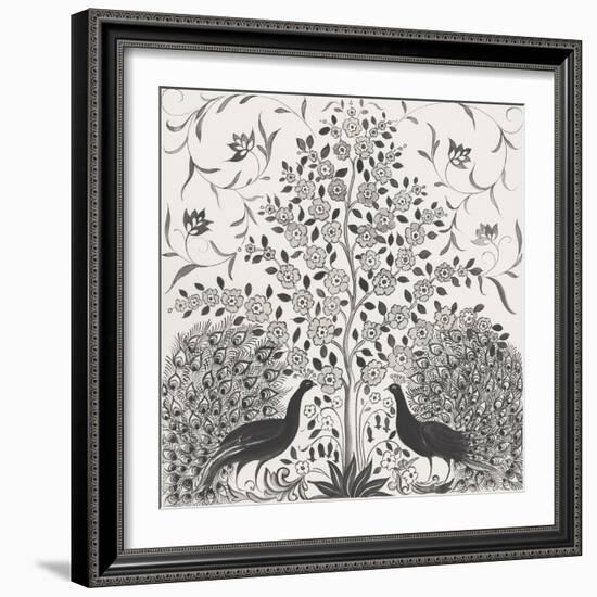 Peacock Garden VIII BW-Miranda Thomas-Framed Art Print