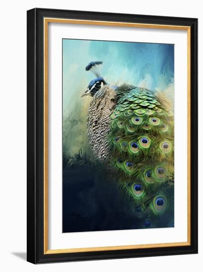Peacock in Winter-Jai Johnson-Framed Giclee Print