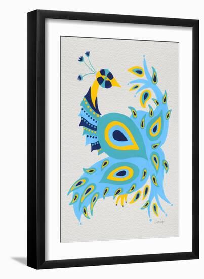 Peacock in Yellow and Blue-Cat Coquillette-Framed Art Print