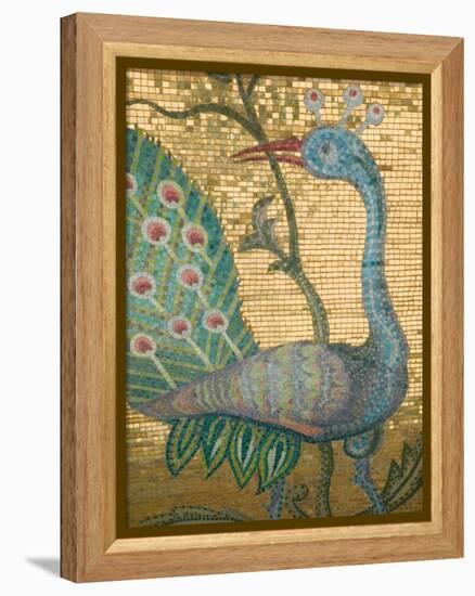 Peacock Mosaic, Eleftherotria Monastery, Macherado, Zakynthos, Ionian Islands, Greece-Walter Bibikow-Framed Premier Image Canvas