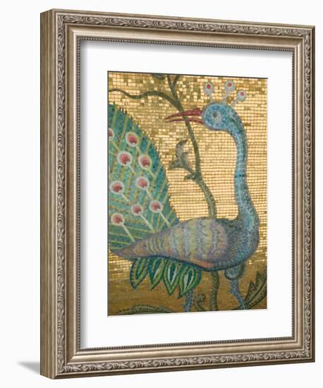 Peacock Mosaic, Eleftherotria Monastery, Macherado, Zakynthos, Ionian Islands, Greece-Walter Bibikow-Framed Photographic Print