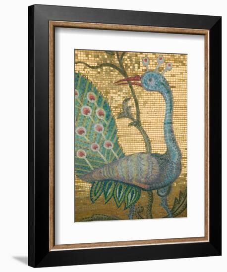 Peacock Mosaic, Eleftherotria Monastery, Macherado, Zakynthos, Ionian Islands, Greece-Walter Bibikow-Framed Photographic Print